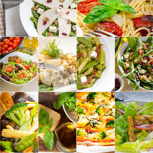 Image of healthy and tasty Italian food collage