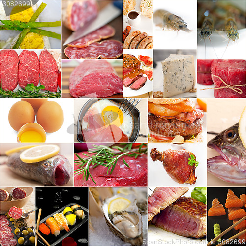 Image of high protein food collection collage