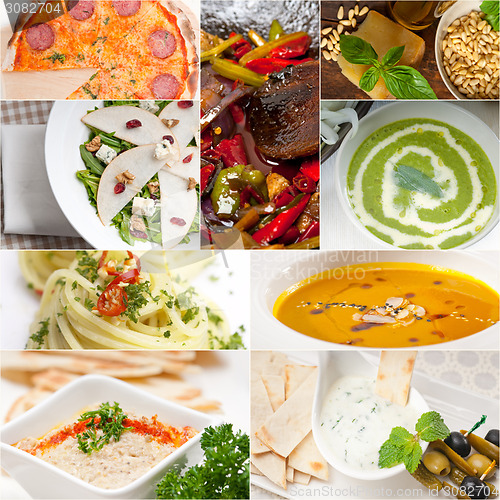 Image of healthy and tasty Italian food collage