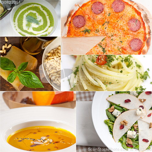 Image of healthy and tasty Italian food collage