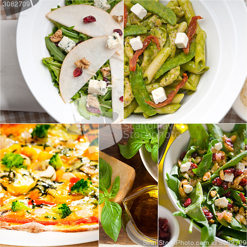 Image of healthy and tasty Italian food collage