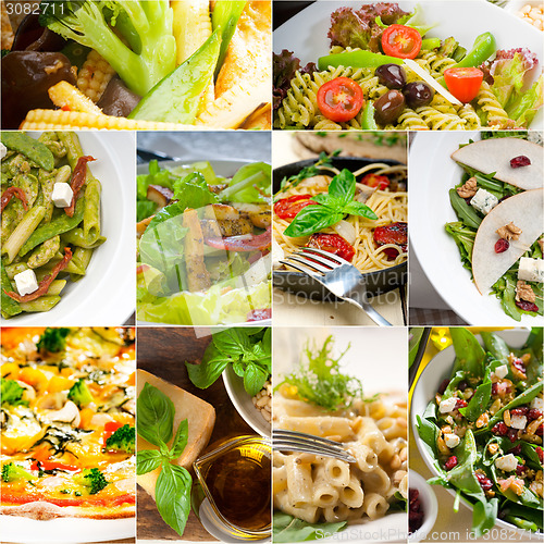 Image of healthy and tasty Italian food collage