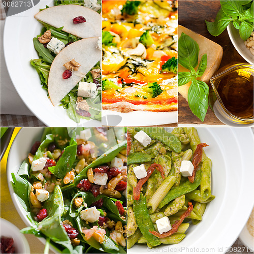 Image of healthy and tasty Italian food collage