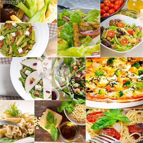 Image of healthy and tasty Italian food collage