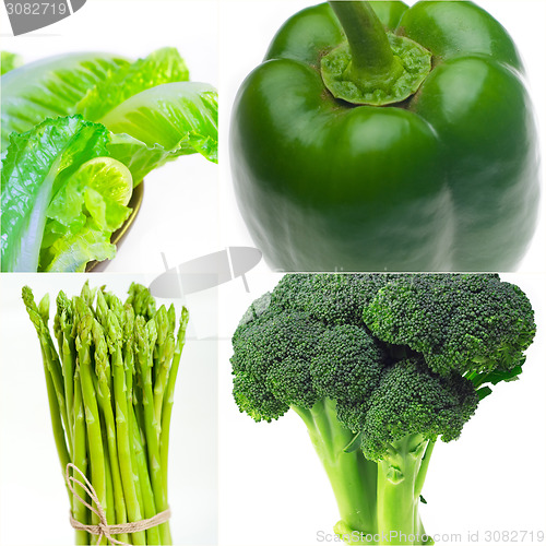 Image of green healthy food collage collection
