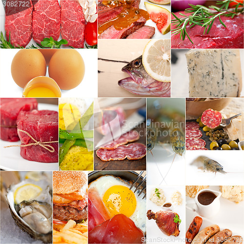Image of high protein food collection collage