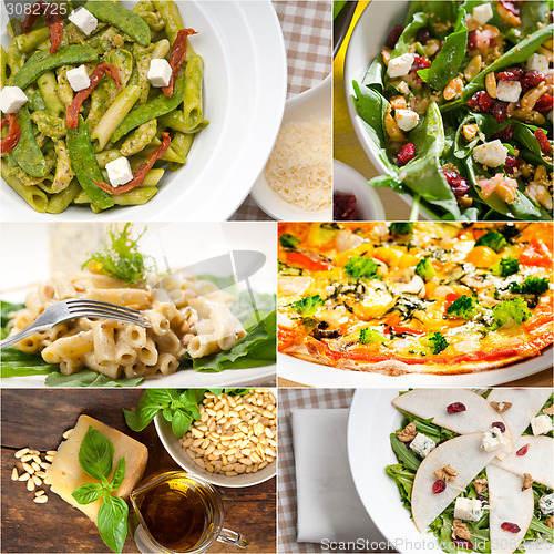 Image of healthy and tasty Italian food collage