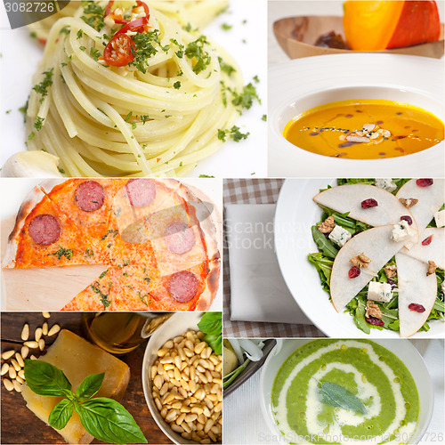 Image of healthy and tasty Italian food collage