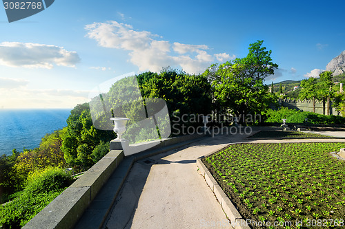 Image of Alley with flowerbeds