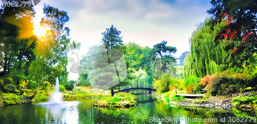 Image of Bridge in the Japanese  garden