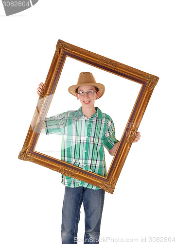 Image of Boy with picture frame.