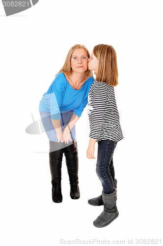 Image of Girl kissing her mom.