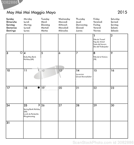 Image of Calendar of year 2015 - May