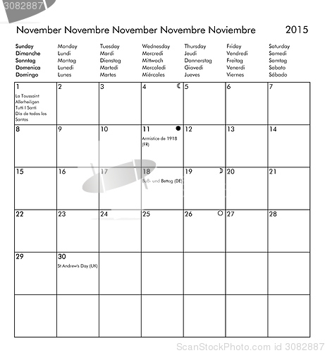 Image of Calendar of year 2015 - November