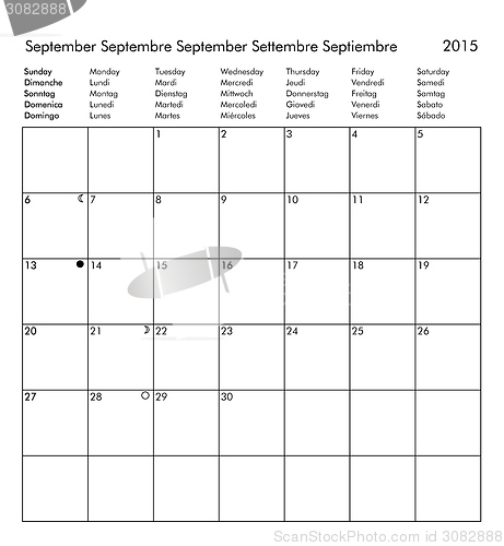 Image of Calendar of year 2015 - September