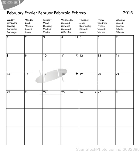 Image of Calendar of year 2015 - February