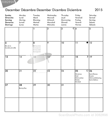 Image of Calendar of year 2015 - December