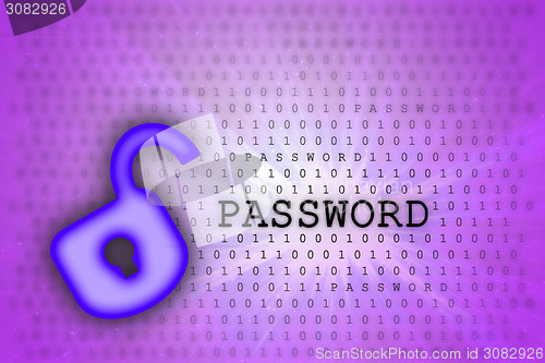 Image of Abstract background, binary code and lock icon