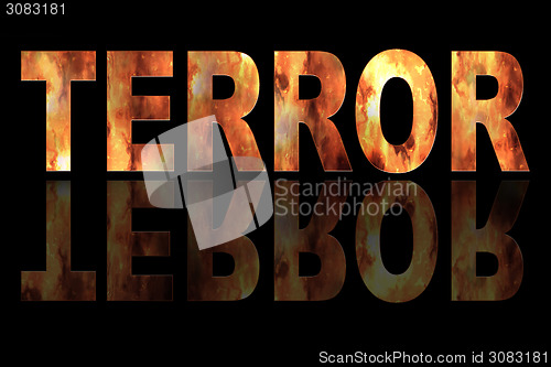 Image of Illustration TERROR with fire on black