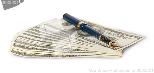 Image of Hundred dollar bills and pen