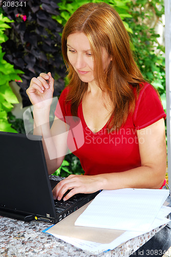 Image of Woman working at home