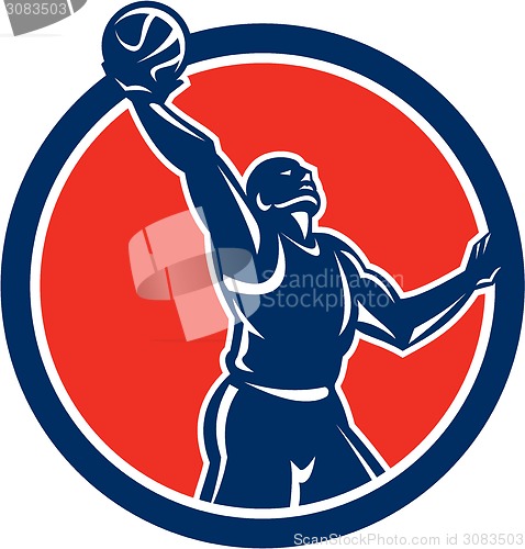 Image of Basketball Player Rebounding Lay-Up Ball Circle