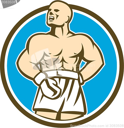 Image of Boxer Champion Shouting Circle Retro