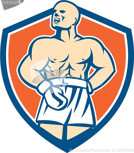 Image of Boxer Champion Shouting Shield Retro