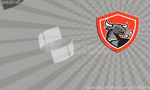 Image of Business card Angry Bull Head Shield Retro