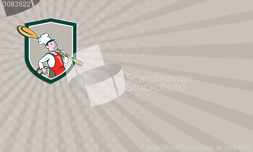 Image of Business card Chef Cook Marching Spoon Shield Cartoon