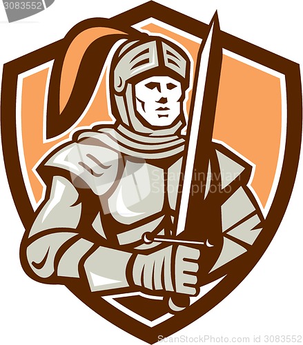 Image of Knight Full Armor With Sword Shield Retro