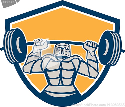 Image of Knight Lifting Barbell Weights Shield Retro