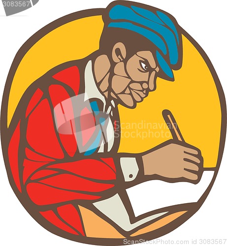 Image of African-American Writer Journalist Woodcut Linocut
