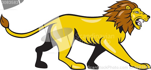 Image of Angry Lion Walking Roar Cartoon