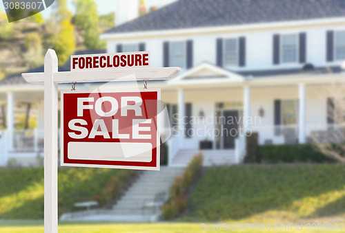 Image of Foreclosure Home For Sale Sign in Front of Large House