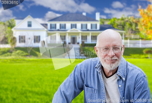 Image of Senior Adult Man in Front of House