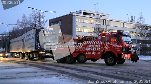 Image of Full Trailer Truck being Towed