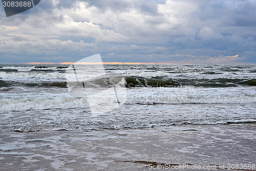 Image of Waves of the Black Sea. Cloudy weather.