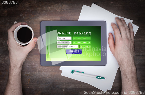 Image of Online banking on a tablet