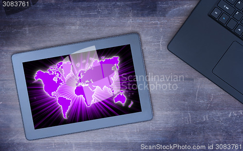 Image of World map on a tablet