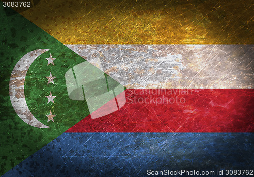 Image of Old rusty metal sign with a flag