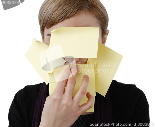 Image of Woman and post it