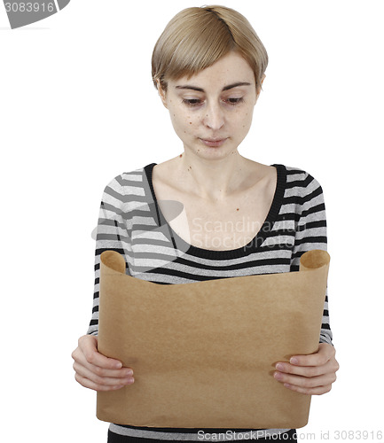 Image of Woman holding a paper