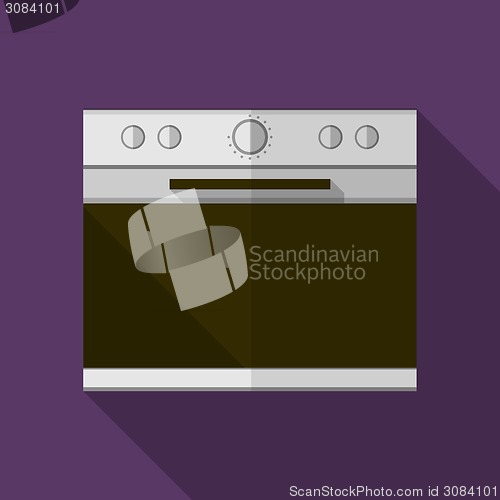 Image of Gray stove flat vector icon