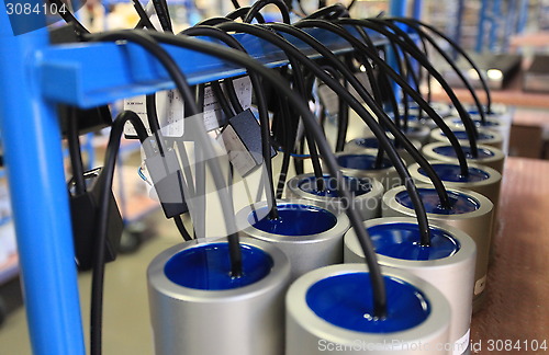 Image of row electronic equipment in manufacturing