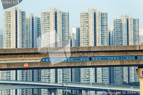 Image of sky train and track system in a modern neighborhood