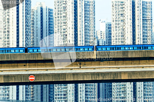 Image of sky train and track system in a modern neighborhood