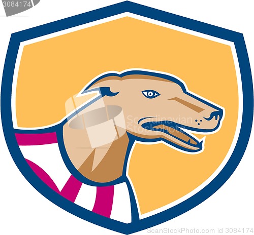 Image of Greyhound Dog Head Side Shield Retro