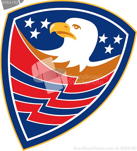 Image of American Bald Eagle Head Flag Shield Retro