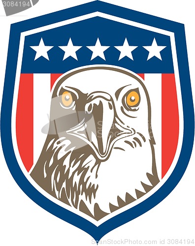 Image of American Bald Eagle Head Stars Shield Retro